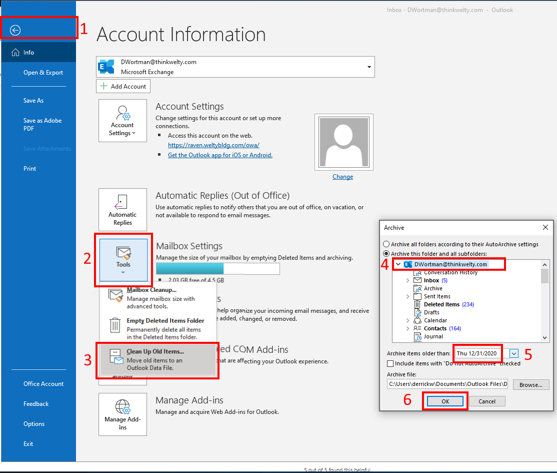 Mailbox Full Email Archiving Process Knowledge Base